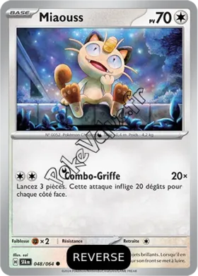 Carte Pokémon Miaouss  Reverse n°048 de la série Fable Nébuleuse