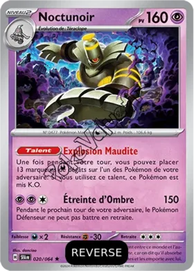 Carte Pokémon Noctunoir  Reverse n°020 de la série Fable Nébuleuse
