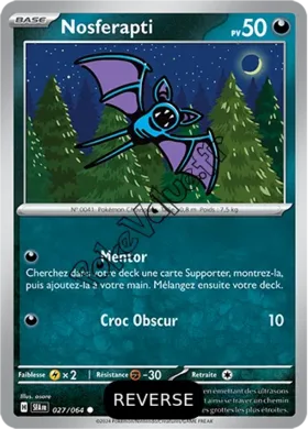 Carte Pokémon Nosferapti  Reverse n°027 de la série Fable Nébuleuse