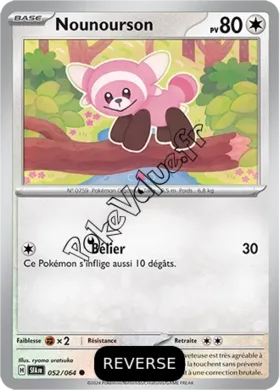 Carte Pokémon Nounourson  Reverse n°052 de la série Fable Nébuleuse