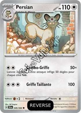 Carte Pokémon Persian  Reverse n°049 de la série Fable Nébuleuse
