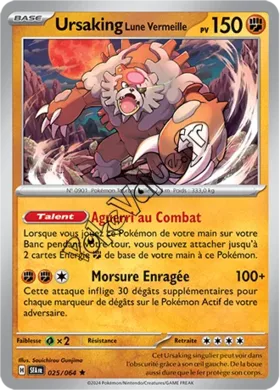 Carte Pokémon Ursaking Lune Vermeille  n°025 de la série Fable Nébuleuse