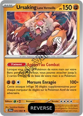 Carte Pokémon Ursaking Lune Vermeille  Reverse n°025 de la série Fable Nébuleuse