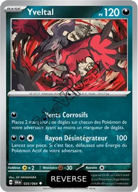 Carte Pokémon Yveltal  Reverse n°035 de la série Fable Nébuleuse