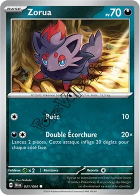 Carte Pokémon Zorua  n°031 de la série Fable Nébuleuse