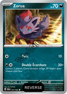 Carte Pokémon Zorua  Reverse n°031 de la série Fable Nébuleuse