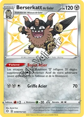 Carte Pokémon Berserkatt de Galar n°SV87 de la série Déstinées Radieuses