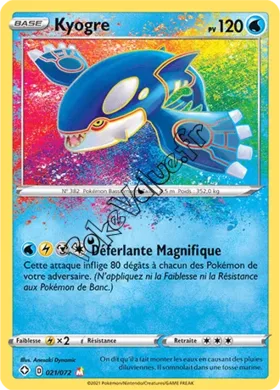 Carte Pokémon Kyogre  n°21 de la série Déstinées Radieuses