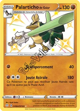 Carte Pokémon Palarticho de Galar n°SV64 de la série Déstinées Radieuses