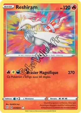 Carte Pokémon Reshiram  n°17 de la série Déstinées Radieuses