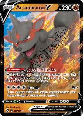 Carte Pokémon Arcanin de Hisui V  n°090 de la série Tempête Argentée