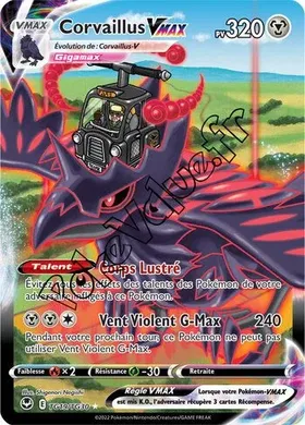 Carte Pokémon Corvaillus VMAX  n°TG19 de la série Tempête Argentée