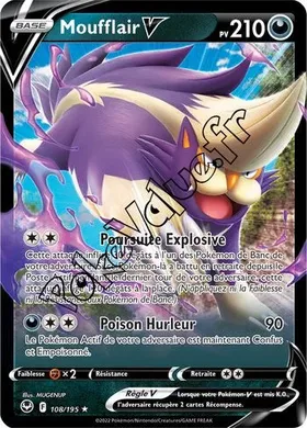 Carte Pokémon Moufflair V  n°108 de la série Tempête Argentée
