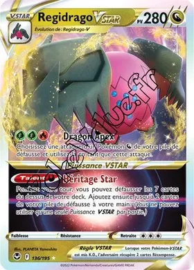 Carte Pokémon Regidrago VSTAR  n°136 de la série Tempête Argentée