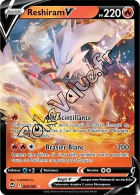 Carte Pokémon Reshiram V  n°024 de la série Tempête Argentée