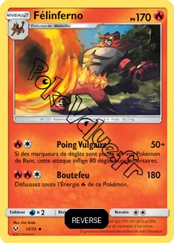 Carte Pokémon Félinferno Reverse n°17 de la série Légendes Brillantes