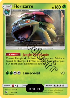 Carte Pokémon Florizarre Reverse n°3 de la série Légendes Brillantes