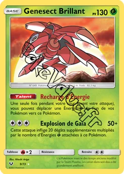Carte Pokémon Genesect Brillant n°9 de la série Légendes Brillantes