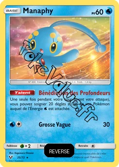 Carte Pokémon Manaphy  Reverse n°25 de la série Légendes Brillantes