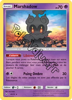 Carte Pokémon Marshadow  n°45 de la série Légendes Brillantes