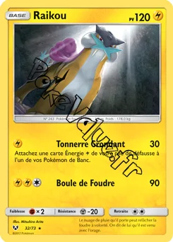 Carte Pokémon Raikou  n°32 de la série Légendes Brillantes