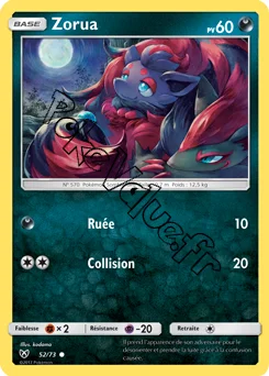 Carte Pokémon Zorua  n°52 de la série Légendes Brillantes