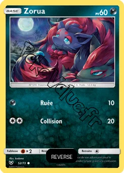 Carte Pokémon Zorua  Reverse n°52 de la série Légendes Brillantes
