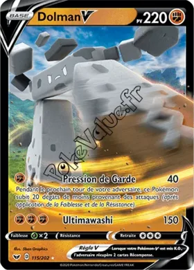 Carte Pokémon Dolman V  n°115 de la série Épée et Bouclier