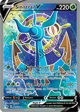 Carte Pokémon Sinistrail V  n°187 de la série Épée et Bouclier