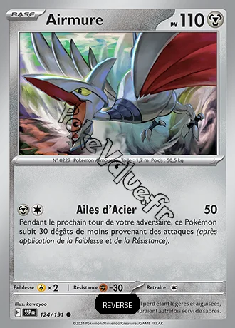 Carte Pokémon Airmure  Reverse n°124 de la série Étincelles Déferlantes