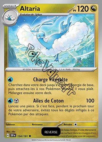 Carte Pokémon Altaria  Reverse n°134 de la série Étincelles Déferlantes