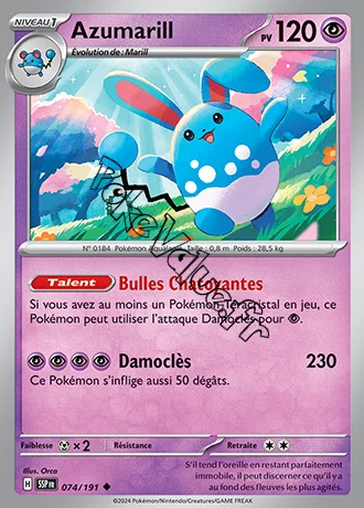 Carte Pokémon Azumarill  n°074 de la série Étincelles Déferlantes