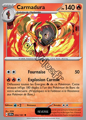 Carte Pokémon Carmadura  Reverse n°034 de la série Étincelles Déferlantes
