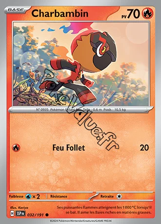 Carte Pokémon Charbambin  n°032 de la série Étincelles Déferlantes