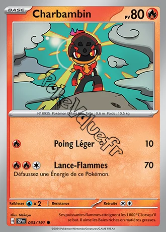 Carte Pokémon Charbambin  n°033 de la série Étincelles Déferlantes