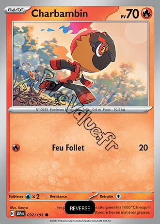 Carte Pokémon Charbambin  Reverse n°032 de la série Étincelles Déferlantes