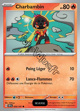 Carte Pokémon Charbambin  Reverse n°033 de la série Étincelles Déferlantes