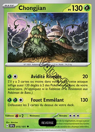 Carte Pokémon Chongjian  Reverse n°015 de la série Étincelles Déferlantes