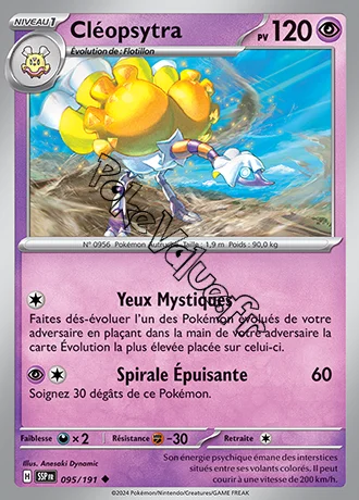 Carte Pokémon Cléopsytra n°095 de la série Étincelles Déferlantes