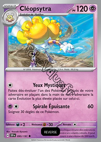 Carte Pokémon Cléopsytra Reverse n°095 de la série Étincelles Déferlantes