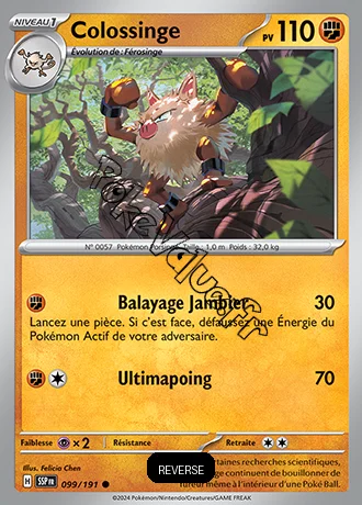Carte Pokémon Colossinge  Reverse n°099 de la série Étincelles Déferlantes