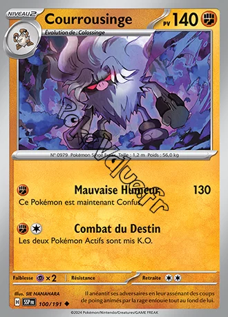 Carte Pokémon Courrousinge  n°100 de la série Étincelles Déferlantes
