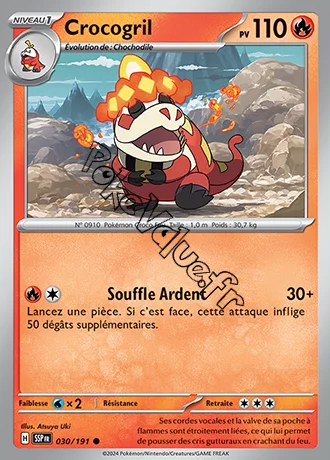 Carte Pokémon Crocogril  n°030 de la série Étincelles Déferlantes