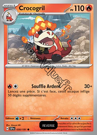 Carte Pokémon Crocogril  Reverse n°030 de la série Étincelles Déferlantes