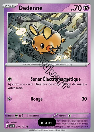 Carte Pokémon Dedenne  Reverse n°087 de la série Étincelles Déferlantes