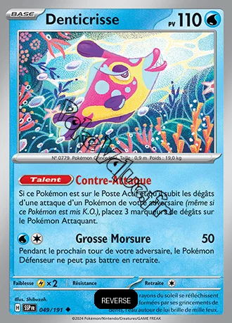 Carte Pokémon Denticrisse  Reverse n°049 de la série Étincelles Déferlantes