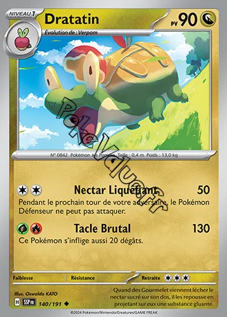 Carte Pokémon Dratatin  n°140 de la série Étincelles Déferlantes