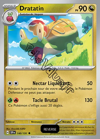 Carte Pokémon Dratatin  Reverse n°140 de la série Étincelles Déferlantes
