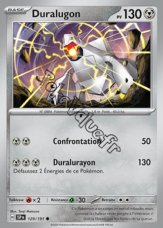 Carte Pokémon Duralugon  n°129 de la série Étincelles Déferlantes