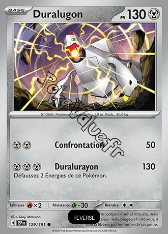 Carte Pokémon Duralugon  Reverse n°129 de la série Étincelles Déferlantes